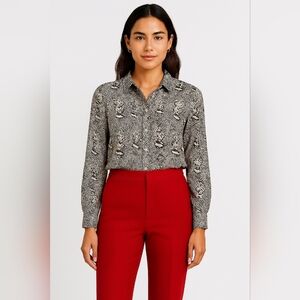J. Crew Black and White Snake Print Blouse